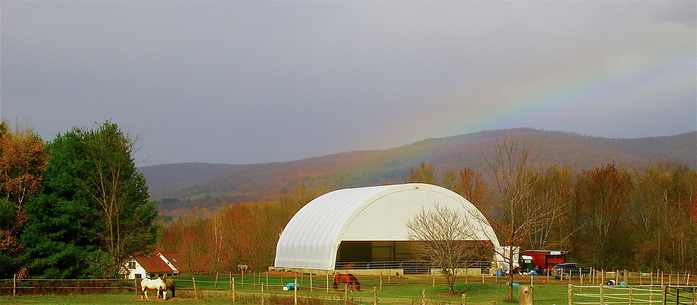 Rainbow over Colonial Spanish Horses